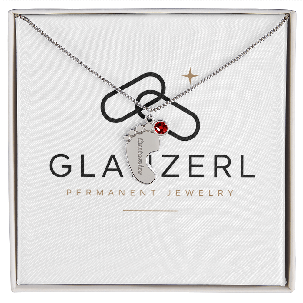 Babyfüßchen-Kette mit Geburtsstein | GLANZERL®
