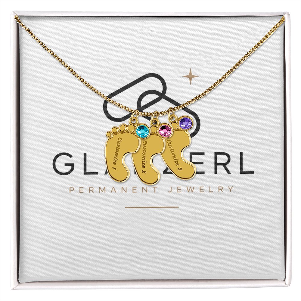 Babyfüßchen-Kette mit Geburtsstein | GLANZERL®