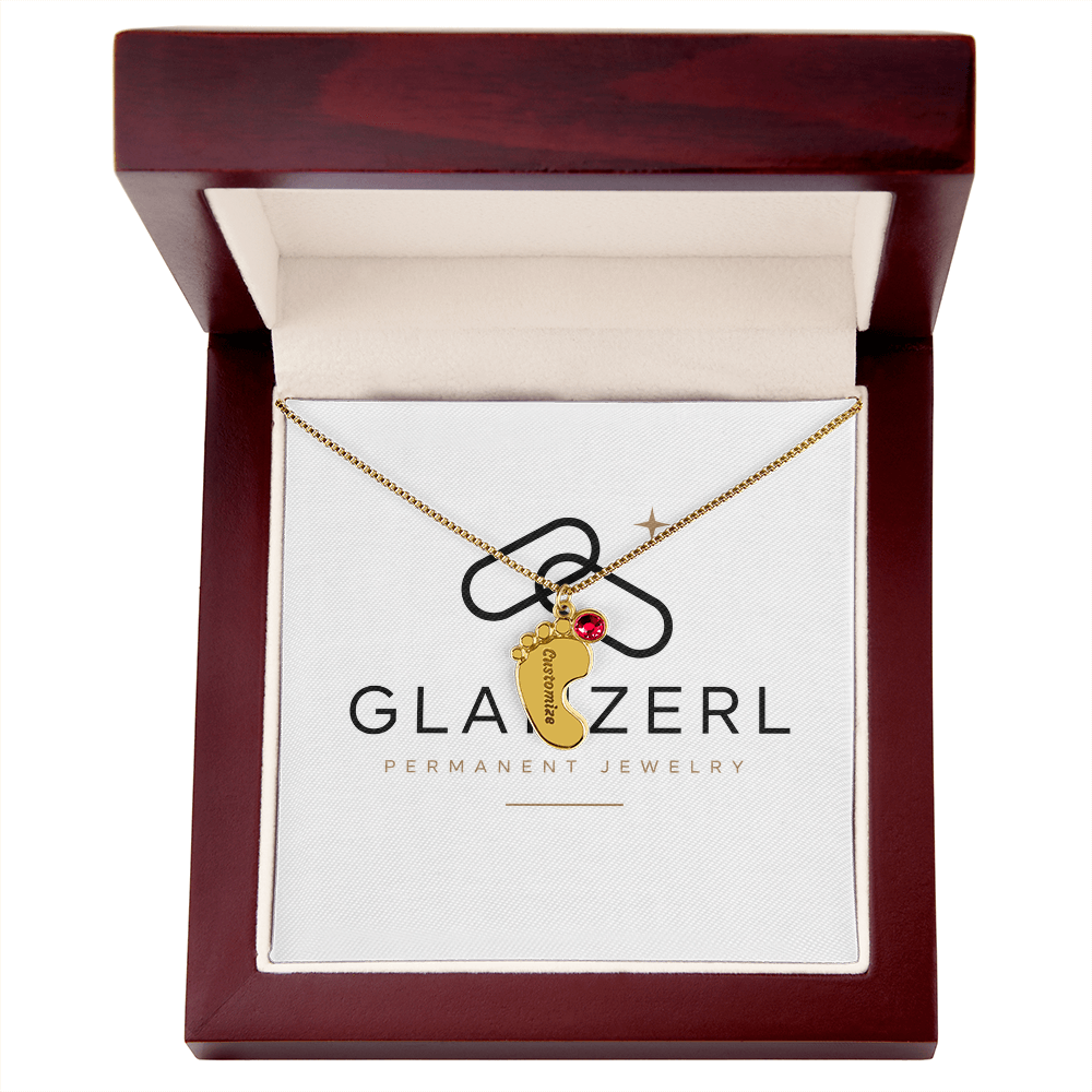 Babyfüßchen-Kette mit Geburtsstein | GLANZERL®