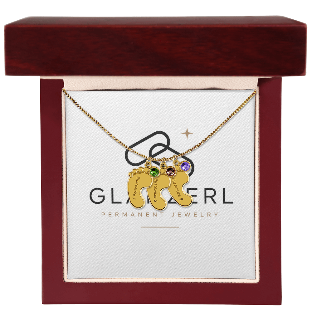 Babyfüßchen-Kette mit Geburtsstein | GLANZERL®